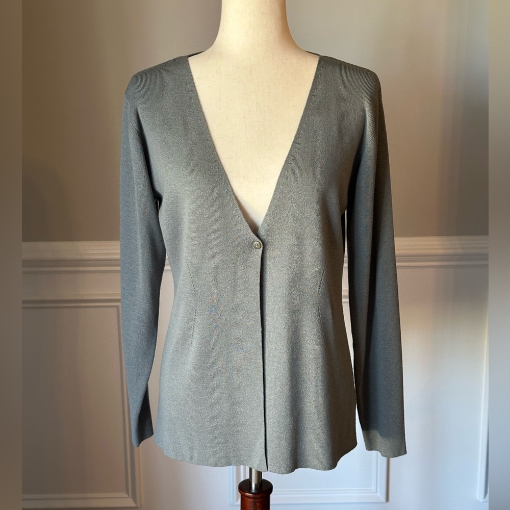 Eileen Fisher 100% Wool One Button Closure Cardigan Sweater size Small